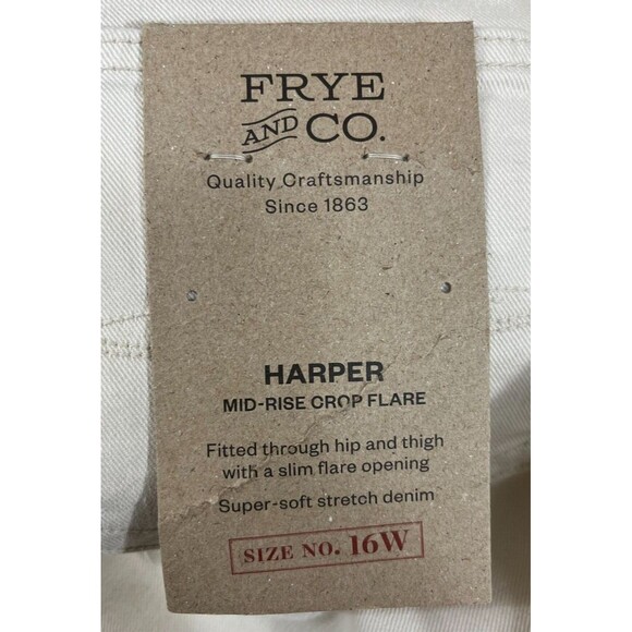 NEW Frye & Co. Jeans Women's 16W Harper Mid-Rise Crop Flare Birch White - Picture 6 of 15